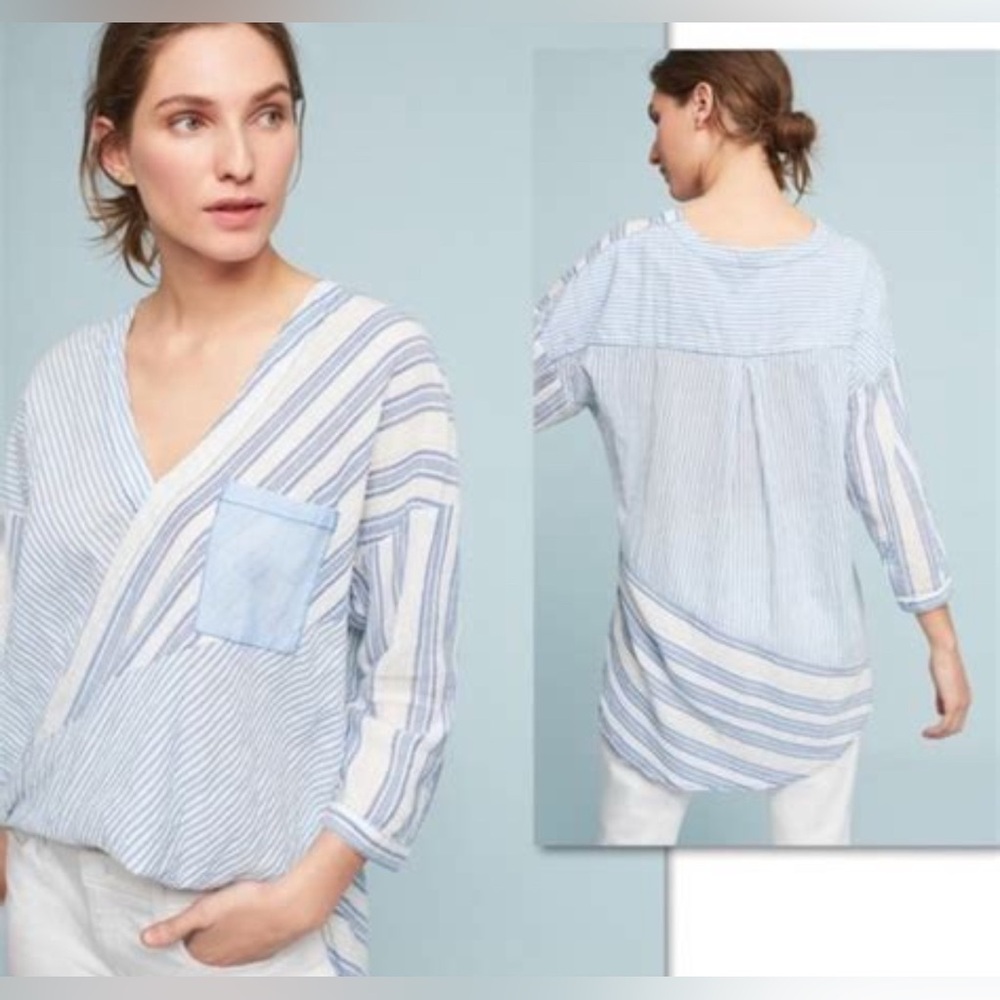 Anthropology Holding Horses Zeni Stripped Shirt in blue - size small